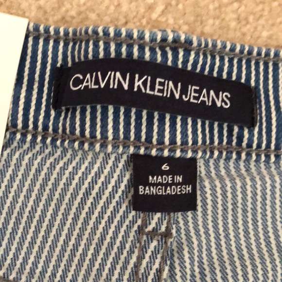 Calvin Klein railroad stripe jeans shorts Size 6 - Picture 6 of 10